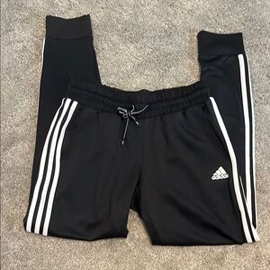 Adidas Black and White Joggers with Signature Stripes